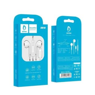Гарнітура DENMEN DR10 (lightning, мікрофон) White