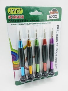 Набор отверток JYD 8222 (Отвёртки:+1.5,*0.8,*T5,*T6,-1.5) (W)