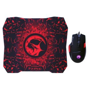 Миша провідна MARVO M355+G1 (ігрова, Led, +килимок) Black