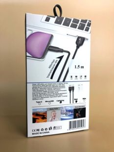 Usb-cable iPhone 5 4you Dnister black (2.4A, Silicon Perfect, 1.5m) - Нова упаковка!