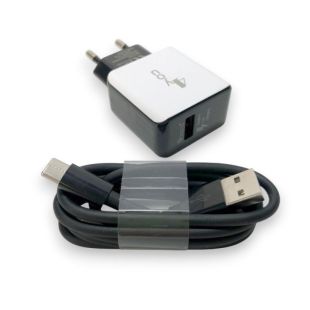 CЗУ 4you A40 (18W, Fast Charger QC 3.0, 5V/3A, 9V/12V-1.5A, 1USB) black/white+Type C 3A Dvina