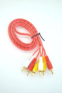 Аудио кабель RCA:3RCA-3RCA (3 тюльпана) 1.5m (силиконовая оплетка) Red