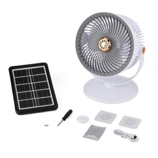 Вентилятор FAN SOLAR PANEL S33-1 2в1(настол/настенный,АКБ,5 скоростей,солнечная панель,Type-C) White