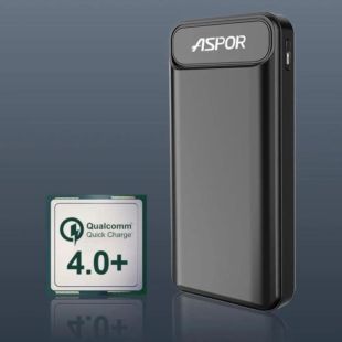 Power Bank 20000mAh Aspor A396 (22.5W/PD/QC4.0) Black (12міс гарантія)