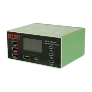 Зарядная станция с индекацией Aida AD80 110W (3 USB 2.4А/ 1 USB QC 3A/ 3 Type-C PD 20W (M)