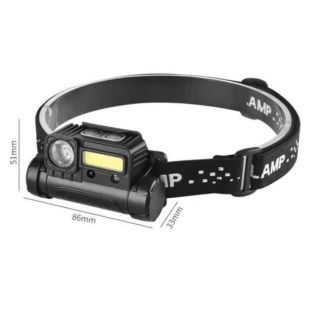 Фонарик налобный LED T123 XPE + COB, 150 1m, встроеный АКБ 1000 mAh,Type-C,6 режимов,black (М)