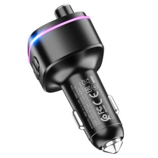 FM модулятор HOCO E62 QC3.0.PD20W (Blueutooth 5.0, MP3,1USB, Type-C, LED) Black