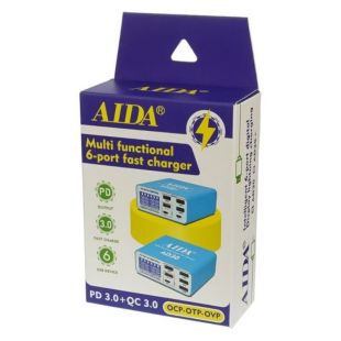 Зарядна станція Aida AD30 (5 USB/1 Type-C, Fast Charge 3.0, 40W) (M) 