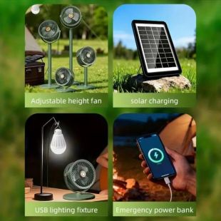 Вентилятор SOLAR FLOOR FAN S39 4в1Black (настіл/підлоговий, АКБ,5 швидкостей, сонячна панель, Type-C)