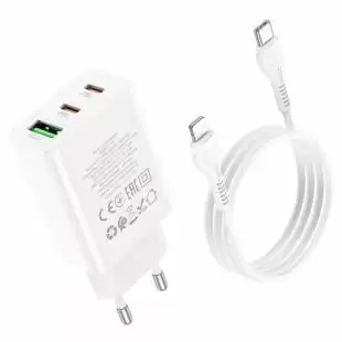 СЗУ-USB HOCO C99A PD + QC3.0 3A (1 Usb / 2Type-C) + кабель Type-C-iPhone 5 White