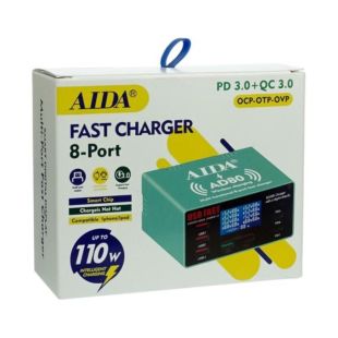 Зарядна станція з індекацією Aida AD80 110W (3 USB 2.4А/1 USB QC 3A/3 Type-C PD 20W (M)