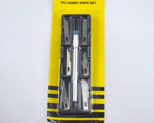 Скальпель Knife Set 7 in1 ручка 7PC с 6-ю лезвиями (коробка) желтая упаковка (W)