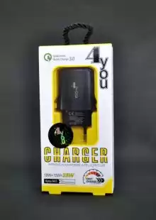 МЗП 4you A41 (total 28W(10+18), 5A(2+3), Fast Charger QC 3.0, 2USB) black + Type-C 3A