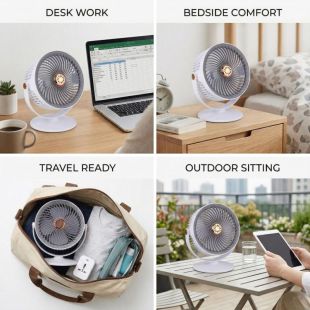Вентилятор FAN SOLAR PANEL S33-1 2в1(настол/настенный,АКБ,5 скоростей,солнечная панель,Type-C) White