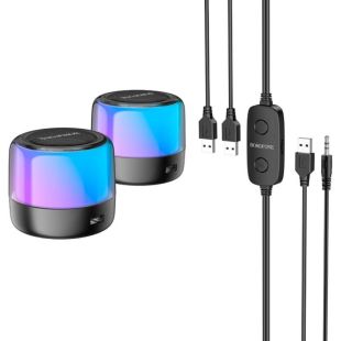 Портативная колонка 2 in 1 BOROFONE BP12 LED (Bluetooth 5.2) Black