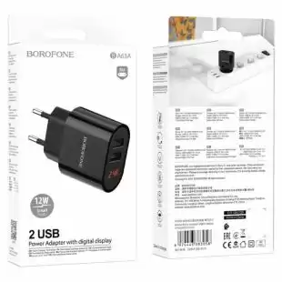 СЗУ-USB BOROFONE BA63A LED 2USB 2.4A Black