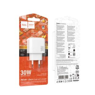 СЗУ-USB HOCO CS55A PD30W+QC3.0 3A (1 Usb/1Type-C) (блістер) White