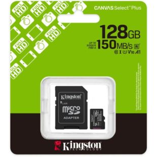 Micro SD 128Gb Kingston Canvas Select Plus Gen3 Class10 A1 с ад. (UHS-1) (R-150Mb/s)