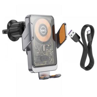 Holder HOCO HW7 Transparent Discovery Edition із бездротовим зарядним Grey
