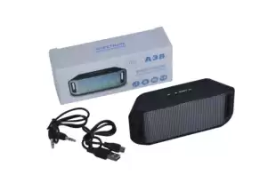 Портативна колонка A38 (Світломузика, Bluetooth + USB + micro SD, FM, AUX, soft touch) black