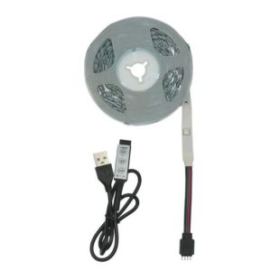 LED лента USB RGB 5V, IP 20, 5м, с кнопками управления, на самоклейке (М) - Цена Недели!