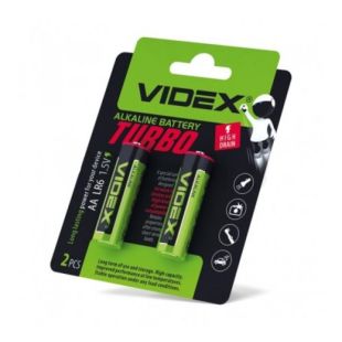 Батарейка Videx Turbo LR6T AA щелочная (2 на блистере, 20 в упак.)