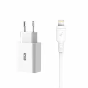 МЗП-USB XO L36 QC3 3.0A 1 Usb + кабель iPhone 5 White