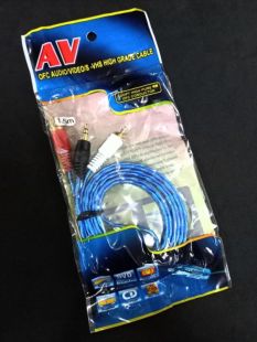 Кабель 3.5mm папа/2RCA папа 1.5m (силиконовая оплетка) Blue 