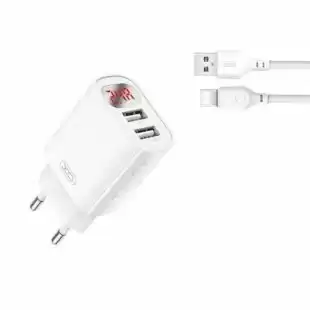 МЗП-USB XO L95 2.4A 2 Usb + кабель Micro USB White