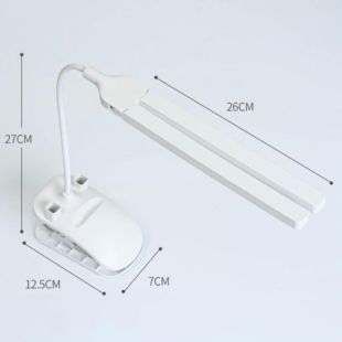LED настільна USB лампа гнучка, подвійна, 1 акумулятор + прищіпкою біла (М) - Ціна Тижня!