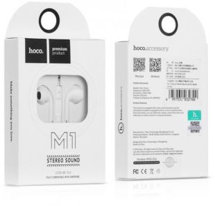 Гарнітура HOCO M1 (мікрофон, круглий шнур) White 