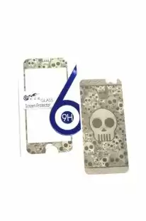 Захисне скло iPhone 6 COLORFUL Silver (2pcs) гравірування skull "Акційна ціна"