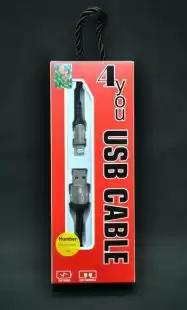 Usb-cable iPhone 5 4you Humber ( 3A, тканина, чорний ) НОВИНКА!!!