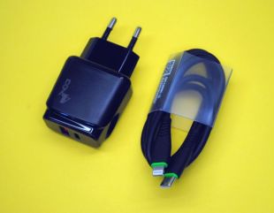 CЗУ 4you A50 (PD 20W, Fast Charger QC 3.0, 5V/3A,9V/12V-1.5A,2 выхода) black+кабель Type C-Lightning