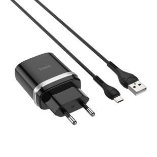 МЗП-USB HOCO C12Q Smart 3A 1 Usb + кабель Micro USB Black 