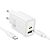 СЗУ-USB HOCO N61 PD20W+QC3 3A (1 Usb/1Type-C) + кабель Type-C-Type-C White