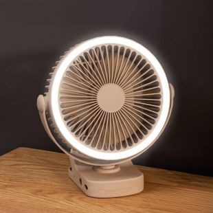 Вентилятор настол беcпр D1 с прищеп и подсветкой бежевый,АКБ 2000 mAh,LED подсвет (M) - Цена Недели!