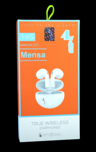 Bluetooth-гарнитура 4you MENSA white (BT 5.3, Гарант.12мес, РРЦ - 745грн)  (от 5шт - 5%)