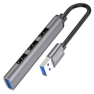 Hub HOCO HB26 4in1 (USB to USB3.0+USB2.0*3) Grey