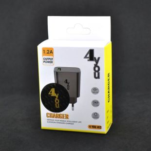 CЗУ 4you A12 (1200mAh - 100%, 1 USB, Led подсветка, Exclusive design) black
