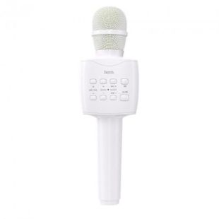 Микрофон-караоке беспроводной HOCO BK5 "Cantando" (Bluetooth 5.0, USB слот, 1-динамик) White