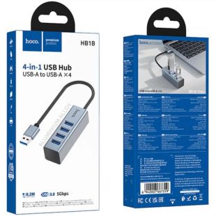 Hub HOCO HB1B 4 порта (USB to USB3.0*4) Grey
