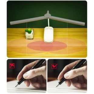 LED настільна USB лампа гнучка, подвійна, 1 акумулятор + прищіпкою біла (М) - Ціна Тижня!