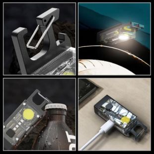 LED светильник акумуляторный S030-5 с боковой подсветкой 500 mAh, магнит.крепл и солнечн.панелью (М)