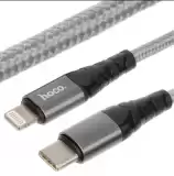 Cable Type-C/iPhone 5 HOCO DU02 Max PD 20W 1m (круглий,тканевий,метал.коннект) Grey
