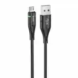 Usb-cable Micro USB HOCO U93 Shadow 2.4A 1.2m (круглий, тканевий, метал.коннект) Black