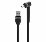 Usb-cable Micro USB RedDax RDX-388 2.4A 1m (круглий, тканинний, метал. коннектор, Г-образний) Black