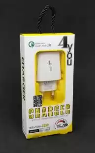 МЗП 4you A41 (total 28W(10+18), 5A(2+3), Fast Charger QC 3.0, 2USB) white 