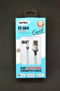 Usb-cable iPhone 5 Sertec ST-064 2.4A 1m ( круглий, Г-образний, тканевий, Magnetic ) Silver